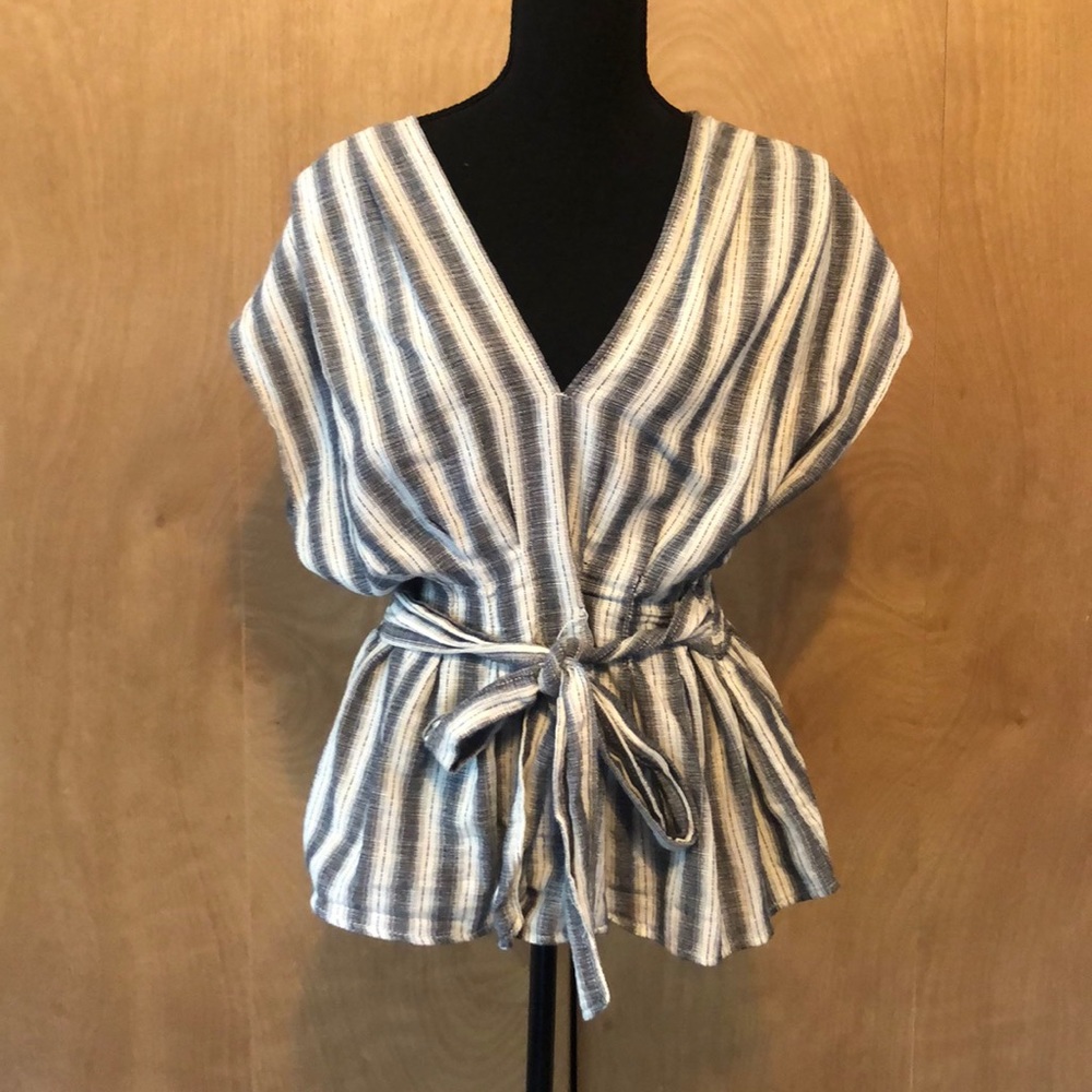 Max Studio tie-waist peplum top